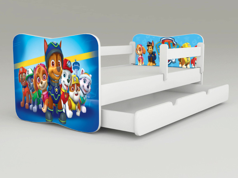 Detská posteľ s odnímateľnými bočnicami + šuflík Patrol